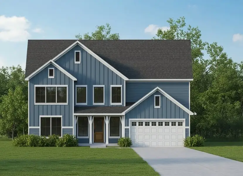 Representative exterior photo of a completed home built from the Harper by Acrew Homes in Farmstead, Winterville, NC (Image 4). Representative exterior photo of a completed home built from the Harper by Acrew Homes in Farmstead, Winterville, NC (Image 4).