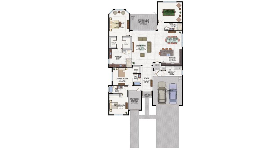 2D floor plan layout of this home in Valencia Parc at Riverland, Port St. Lucie, FL (Image 2).