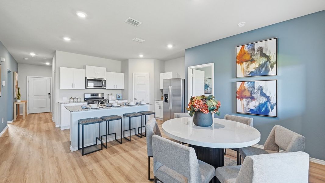 Furnished interior view inside a new home in Lonestar at Liberty Trails, Fort Worth (Image 12). Furnished interior view inside a new home in Lonestar at Liberty Trails, Fort Worth (Image 12).