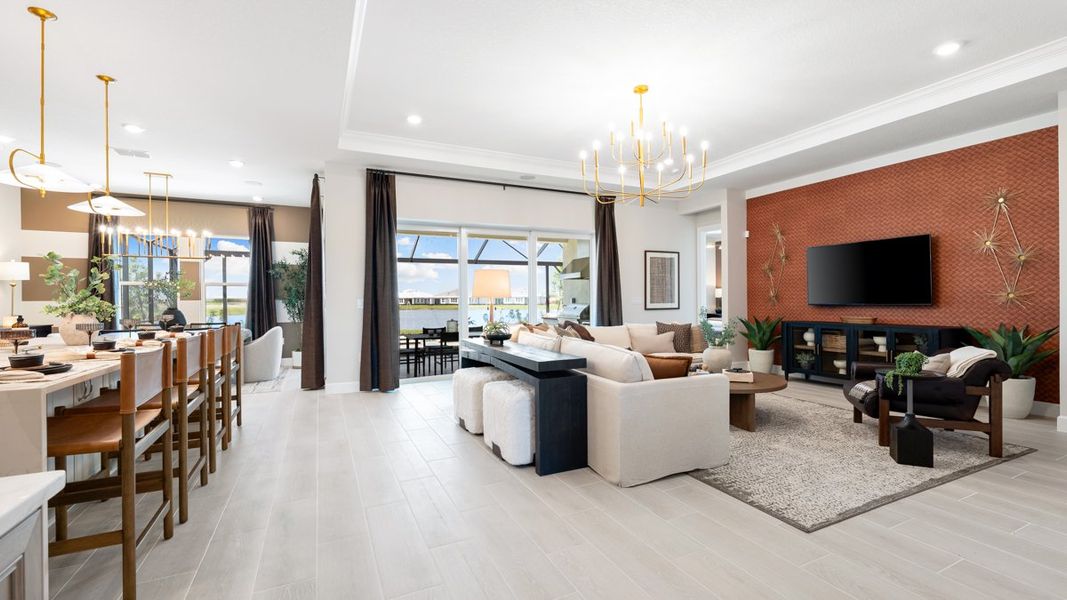 Representative furnished interior of a home built from the Cresta by Taylor Morrison in Esplanade at Cammaray Lakewood Ranch, Sarasota (Image 5). Representative furnished interior of a home built from the Cresta by Taylor Morrison in Esplanade at Cammaray Lakewood Ranch, Sarasota (Image 5).