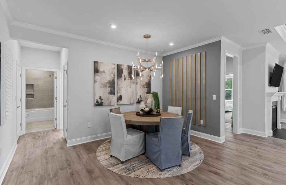 Furnished interior view inside a new home in Del Webb Wilmington at Mallory Creek, Leland (Image 5). Furnished interior view inside a new home in Del Webb Wilmington at Mallory Creek, Leland (Image 5).