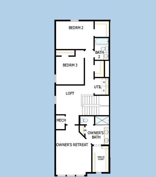 2D floor plan layout of this home in Waterset Townhomes, Apollo Beach, FL (Image 3).