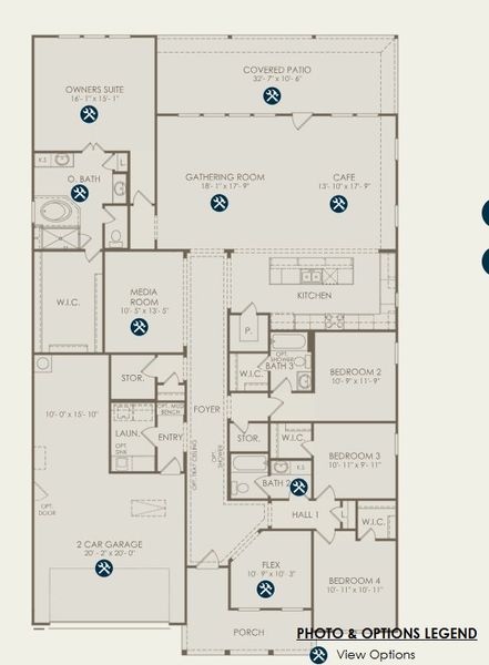 2D floor plan layout for the Dobbin by Pulte Homes in Kuempel Estates, Pflugerville, TX (Image 4).