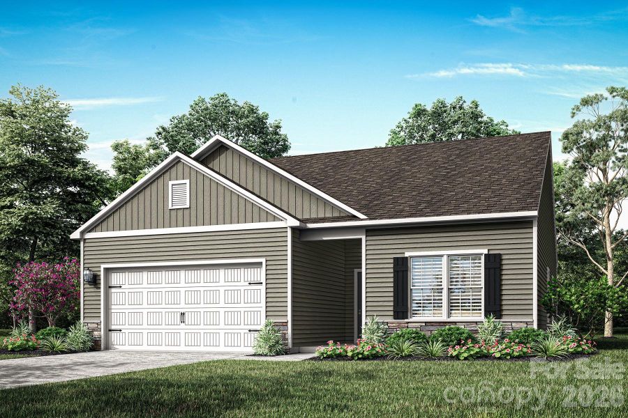 Front exterior of a new home in Stagecoach Station, Gastonia, NC, highlighting curb appeal (Image 1). Front exterior of a new home in Stagecoach Station, Gastonia, NC, highlighting curb appeal (Image 1).