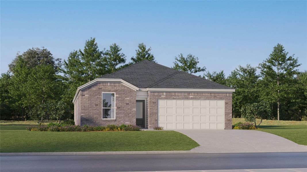 Front exterior of a new home in Waterstone, Kyle, TX, highlighting curb appeal (Image 1). Front exterior of a new home in Waterstone, Kyle, TX, highlighting curb appeal (Image 1).