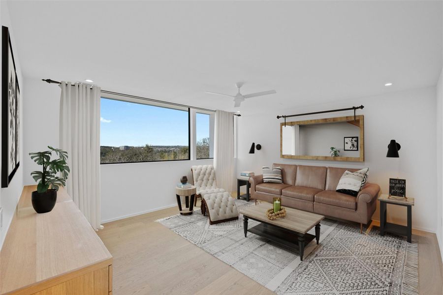 Virtually staged upstairs living room