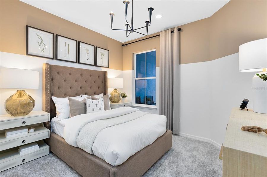 Model Home Design Only. Pictures and furnishings are for illustrative purposes only. Elevations, colors and options may vary. Furniture is for model home staging only.