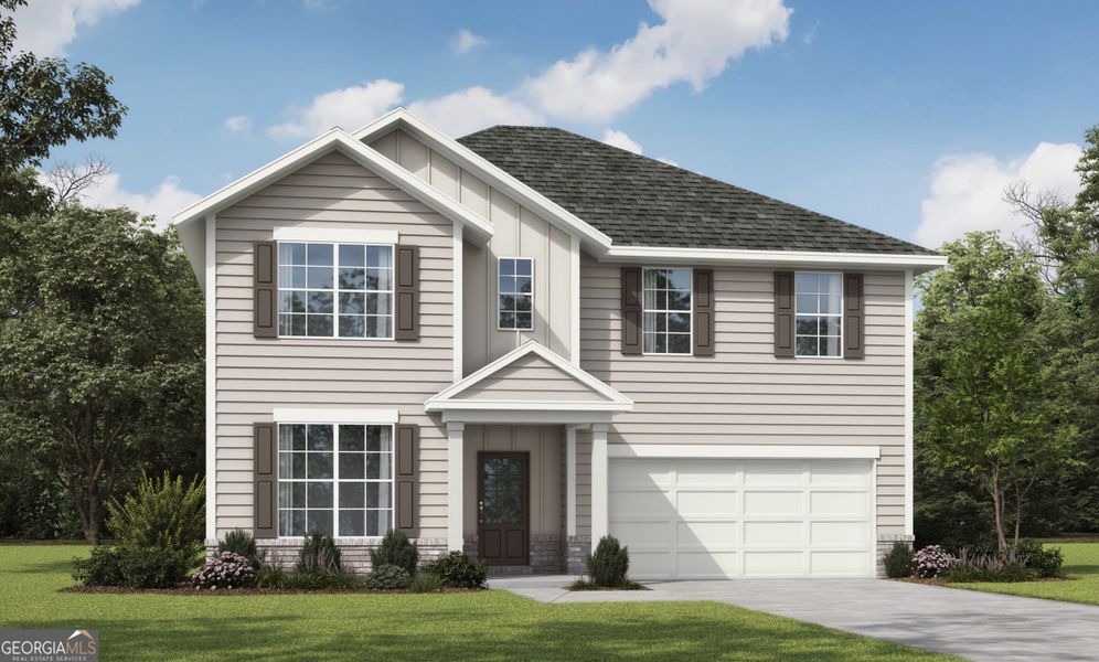 Front exterior of a new home in Stone Brooke, Gray, GA, highlighting curb appeal (Image 21).