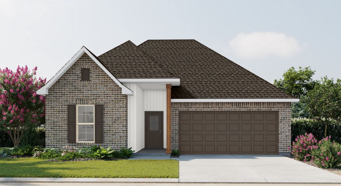 Representative exterior photo of a completed home built from the Trillium IV H by DSLD Homes in Houston Place, Crestview, FL (Image 1).