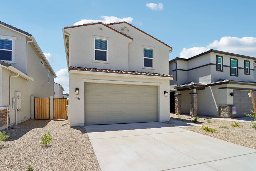 A garage and a house.