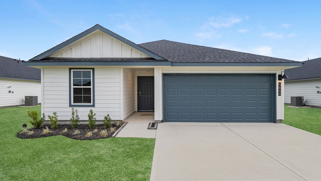 Front exterior of a new home in Reserve at Mallard Lakes, Orange, TX, highlighting curb appeal (Image 1). Front exterior of a new home in Reserve at Mallard Lakes, Orange, TX, highlighting curb appeal (Image 1).