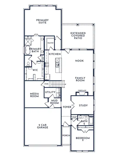 2D floor plan layout of this home in Parkmont – Timberbrook, Justin, TX (Image 3).