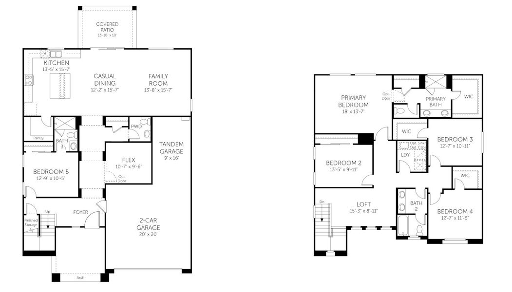 2D floor plan layout of this home in Bella Vista Farms, San Tan Valley, AZ (Image 5).