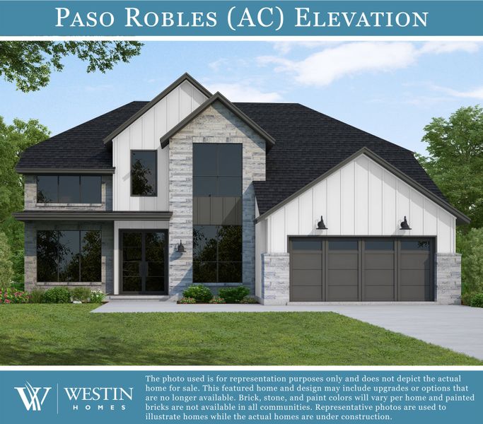 Representative exterior photo of a completed home built from the The Paso Robles by Westin Homes in COLTON™ - 60', Todd Mission, TX (Image 1).