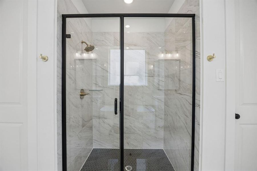This spacious walk in shower is only one fantastic feature in this dream owner's bath!