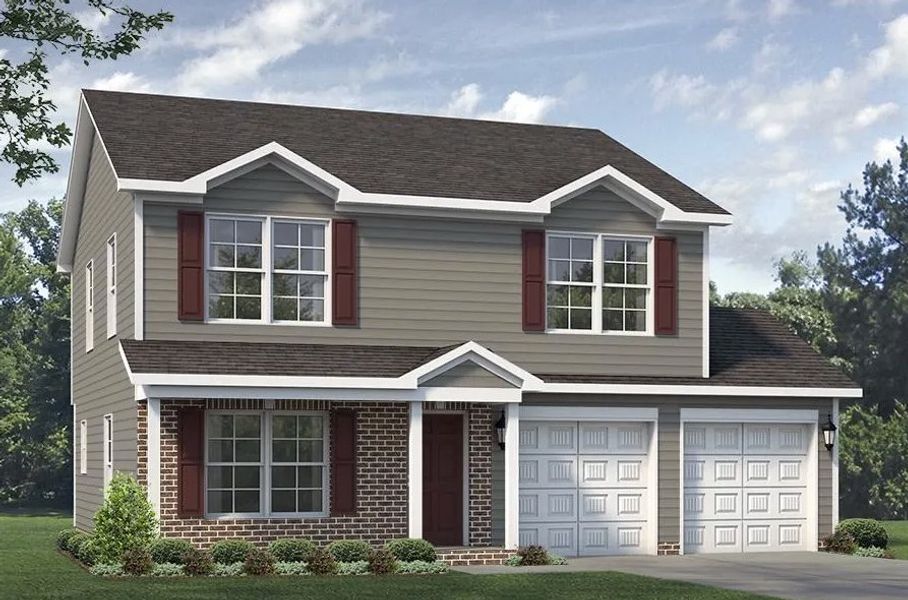 Representative exterior photo of a completed home built from the Dayton by Keystone Homes NC in Avondale, Greensboro, NC (Image 1). Representative exterior photo of a completed home built from the Dayton by Keystone Homes NC in Avondale, Greensboro, NC (Image 1).