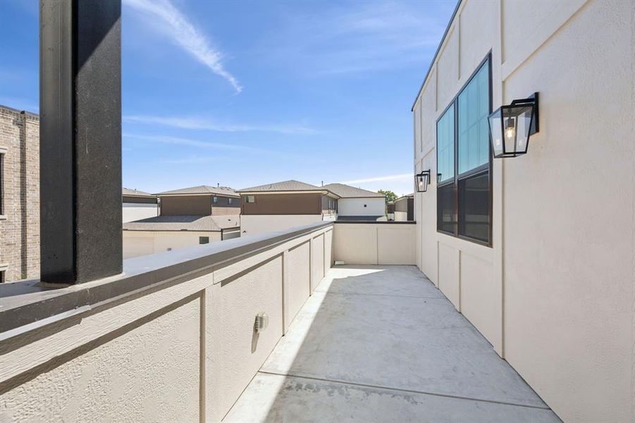 Private balcony off of Game Room.