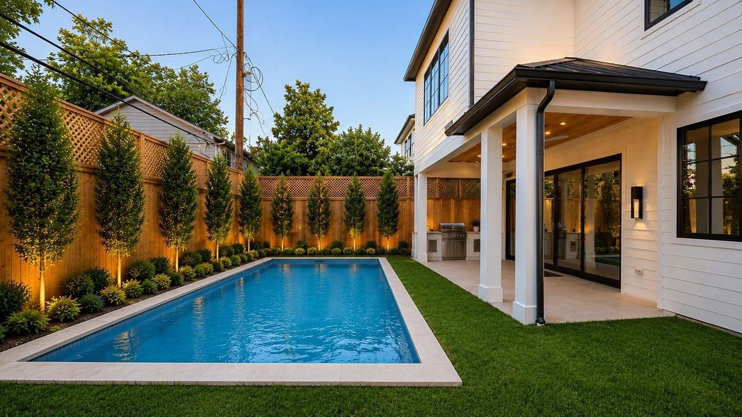 Potential pool, landscaping, and fence addition shown!