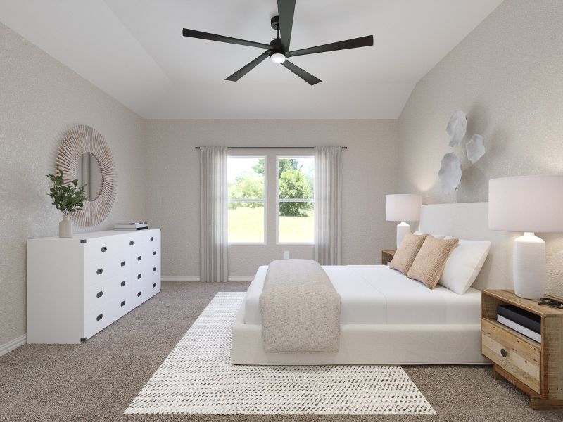 Enjoy the evening in your primary bedroom. Enjoy the evening in your primary bedroom.