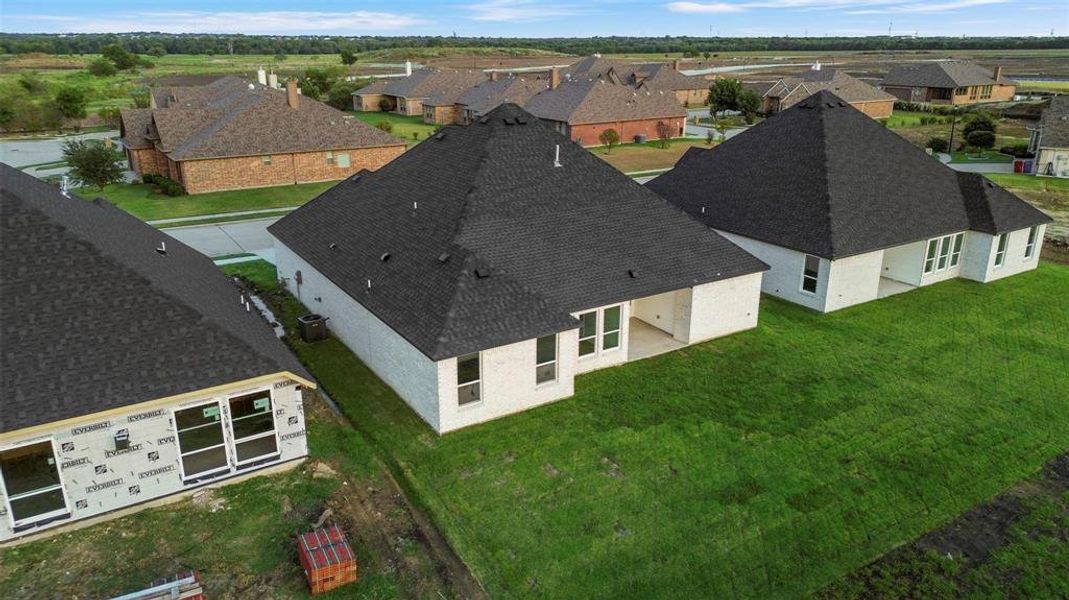 Aerial perspective of suburban area Aerial perspective of suburban area