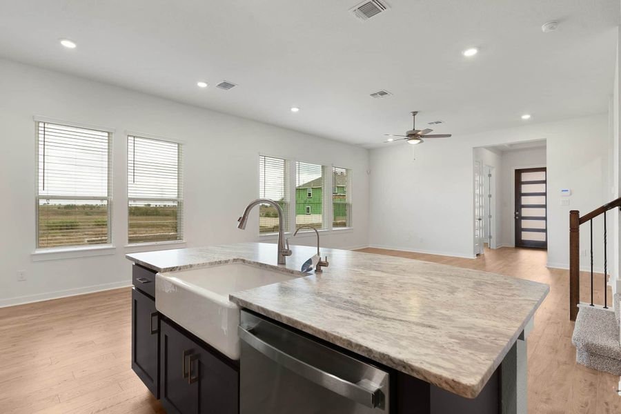 Furnished interior view inside a new home in The Grove at Blackhawk, Pflugerville (Image 7). Furnished interior view inside a new home in The Grove at Blackhawk, Pflugerville (Image 7).