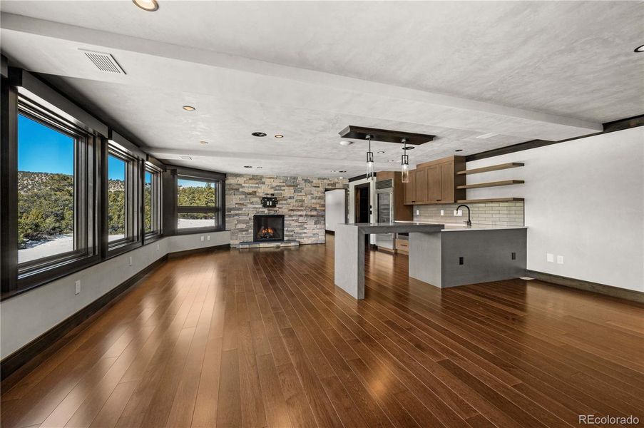 Lower level recreational room with gas fireplace Lower level recreational room with gas fireplace