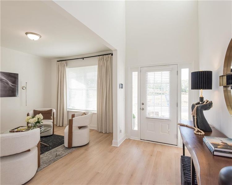 Furnished interior view inside a new home in Clark Farms, Flowery Branch (Image 11). Furnished interior view inside a new home in Clark Farms, Flowery Branch (Image 11).