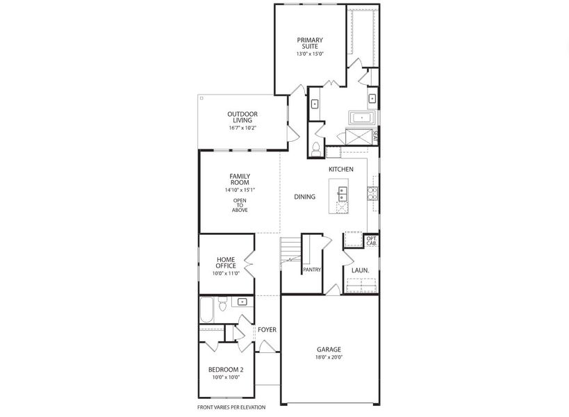 2D floor plan layout for the Westheimer by Drees Custom Homes in Lakes of Cane Island - 45', Katy, TX (Image 4).