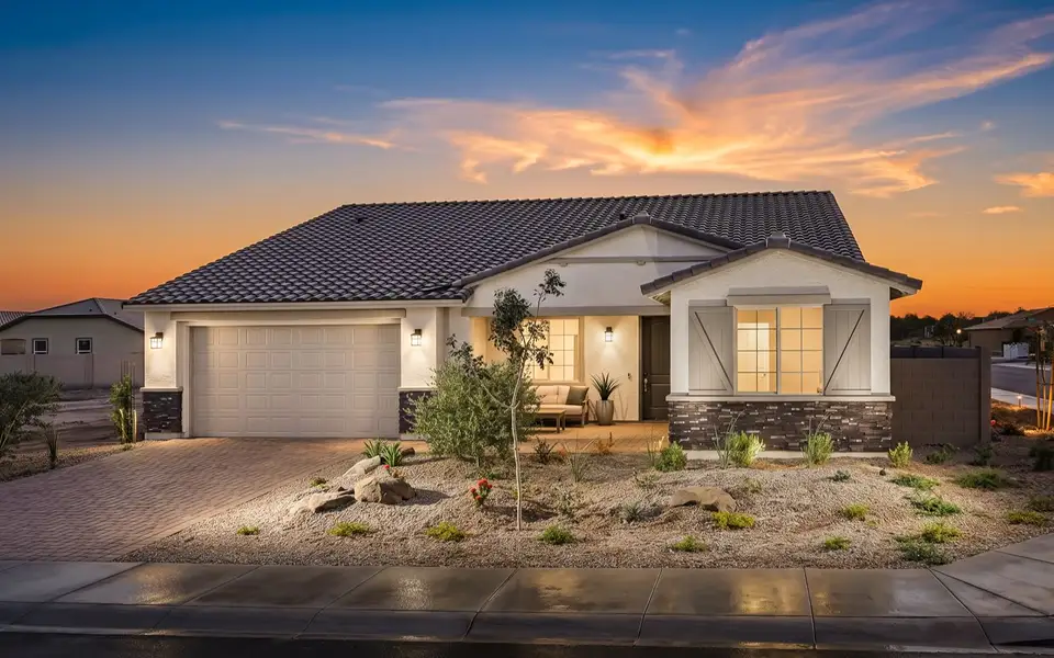 Representative exterior photo of a completed home built from the Agave by Brookfield Residential in Blossom Rock, Apache Junction, AZ (Image 21). Representative exterior photo of a completed home built from the Agave by Brookfield Residential in Blossom Rock, Apache Junction, AZ (Image 21).
