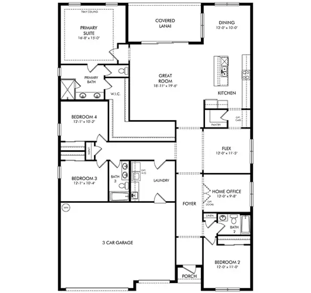 2D floor plan layout of this home in Hampton Park - Signature Series, Vero Beach, FL (Image 3).