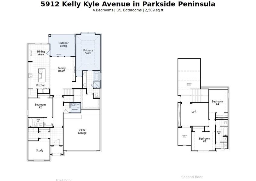 2D floor plan layout of this home in Parkside Peninsula, Georgetown, TX (Image 3). 2D floor plan layout of this home in Parkside Peninsula, Georgetown, TX (Image 3).