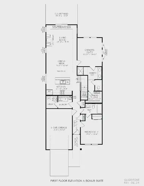 2D floor plan layout for the Gladstone by Epcon Communities in The Courtyards at Oak Grove, Durham, NC (Image 4).
