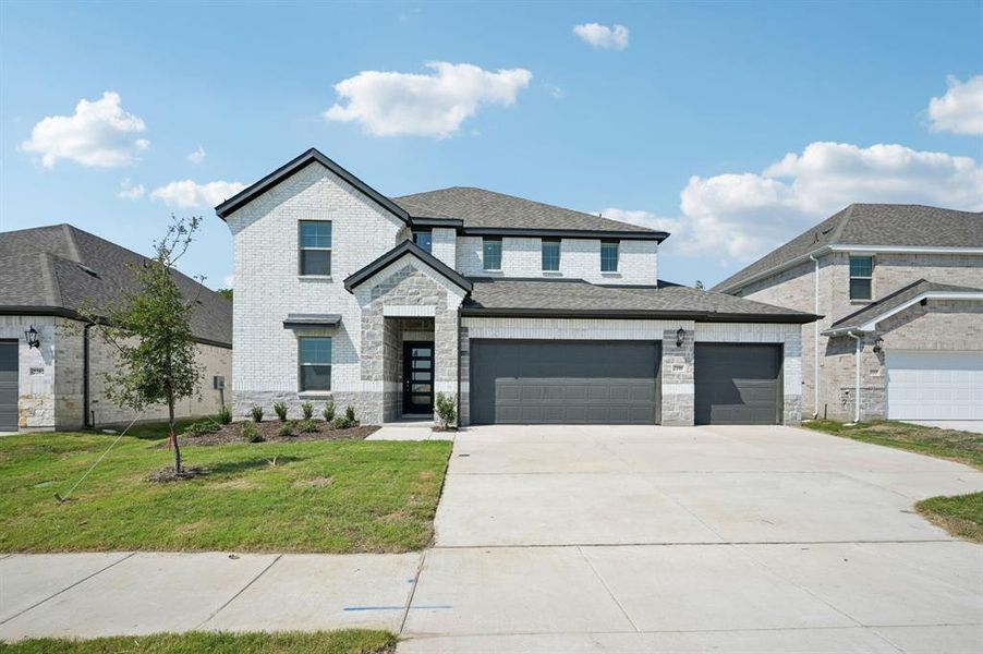Front exterior of a new home in Windmore, Princeton, TX, highlighting curb appeal (Image 22).