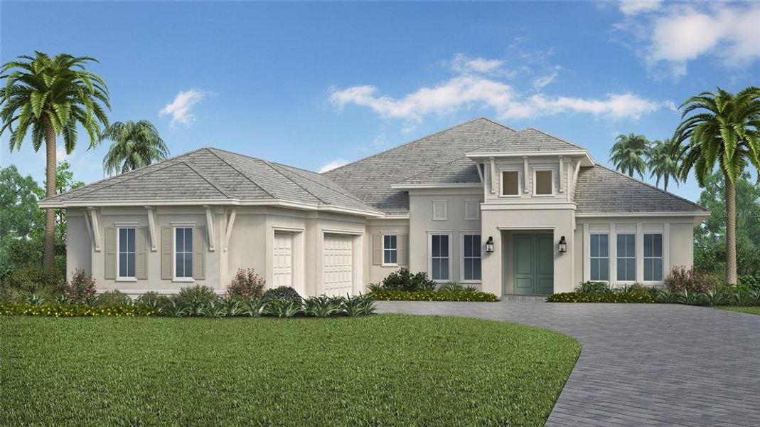 Front exterior of a new home in , Sarasota, FL, highlighting curb appeal (Image 1).