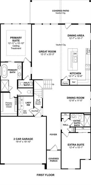 The Davenport floor plan by K. Hovnanian Homes. 1st floor shown. *Prices, plans, dimensions, features, specifications, materials, and availability of homes or communities are subject to change without notice or obligation.