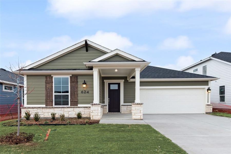 Front exterior of a new home in Creekside of Crowley, Crowley, TX, highlighting curb appeal (Image 22).