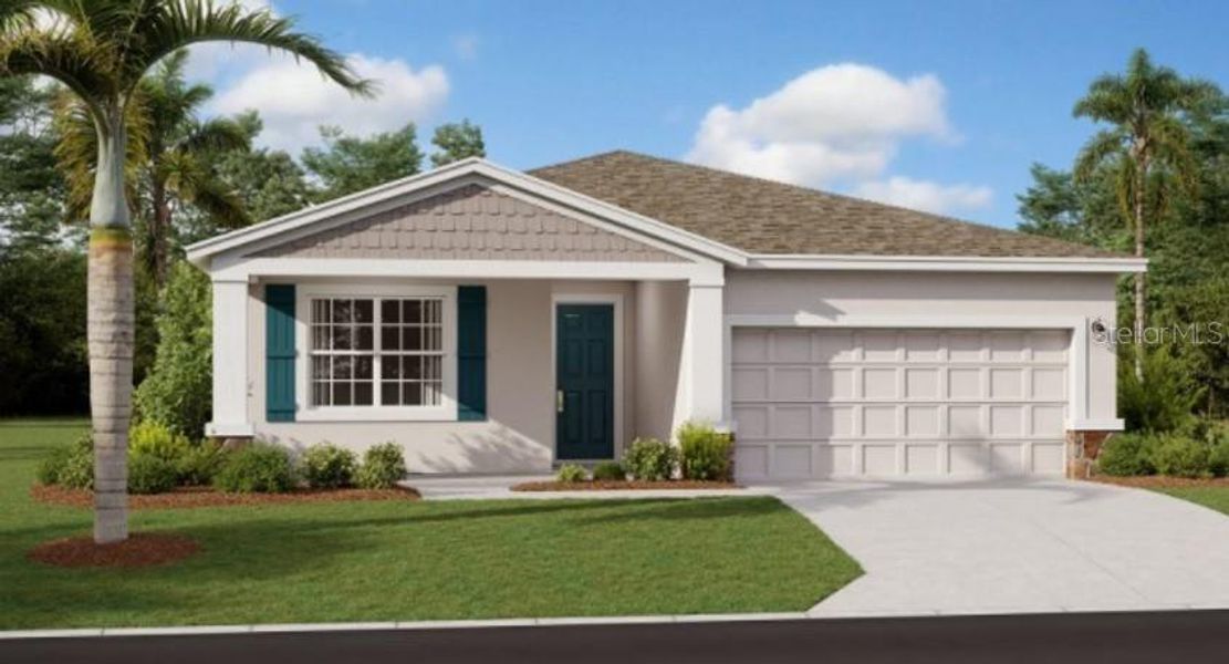 Front exterior of a new home in Hamilton Bluff, Haines City, FL, highlighting curb appeal (Image 1). Front exterior of a new home in Hamilton Bluff, Haines City, FL, highlighting curb appeal (Image 1).