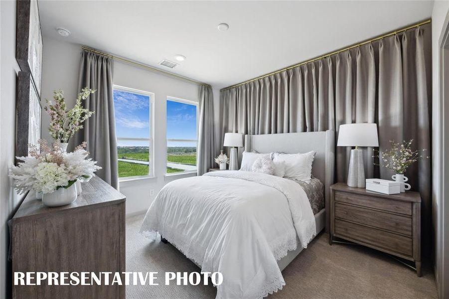 We offer spacious, secondary bedrooms that will make your guests feel like they are at a 5 star hotel!  REPRESENTATIVE PHOTO OF MODEL HOME