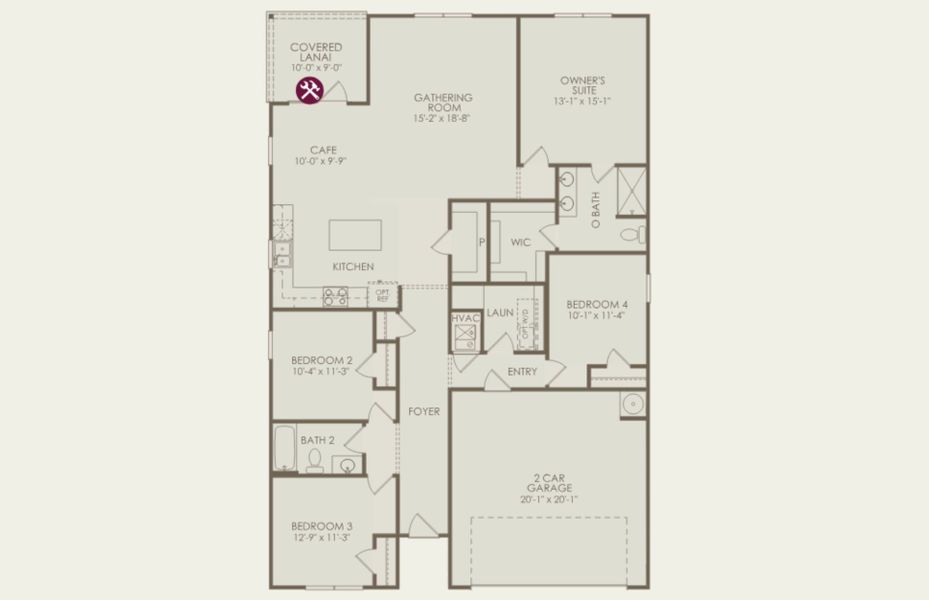 2D floor plan layout of this home in Bradford Pointe, Summerville, SC (Image 4).