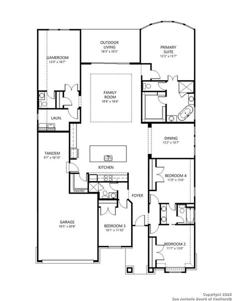 2D floor plan layout of this home in Legacy at Lake Dunlap, New Braunfels, TX (Image 4). 2D floor plan layout of this home in Legacy at Lake Dunlap, New Braunfels, TX (Image 4).