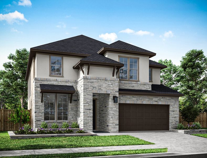 Representative exterior photo of a completed home built from the Martin by Tri Pointe Homes in Oakhill Reserve, Tomball, TX (Image 23).