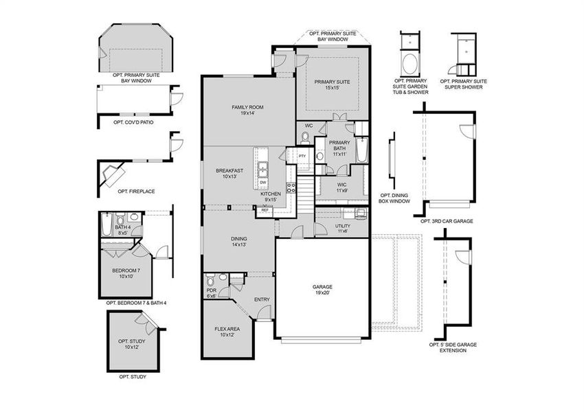 2D floor plan layout of this home in Rocky Creek Crossing, Fort Worth, TX (Image 5).
