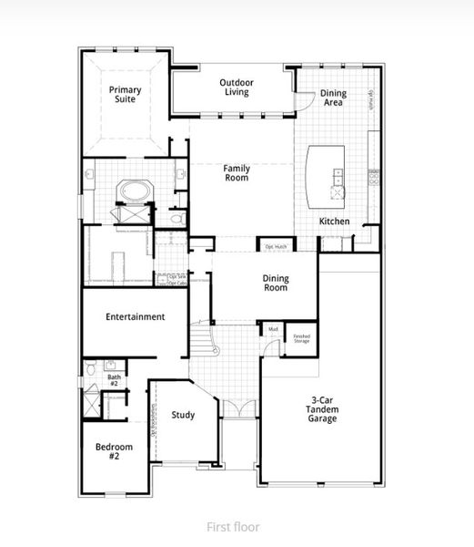 2D floor plan layout for the 222 Plan by Highland Homes in Jubilee: 70ft. lots, Hockley, TX (Image 32).