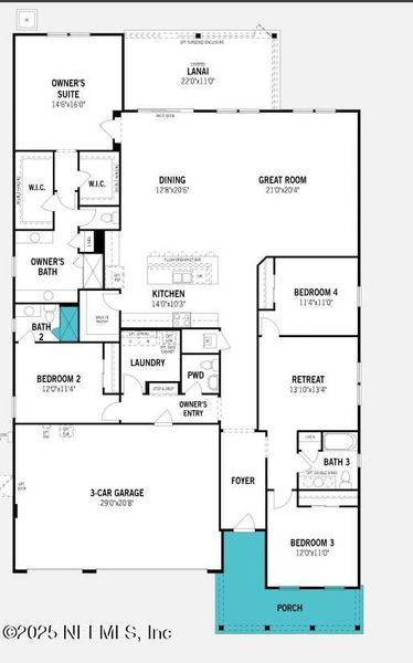 2D floor plan layout of this home in RiverTown - Forest, St. Johns, FL (Image 1).