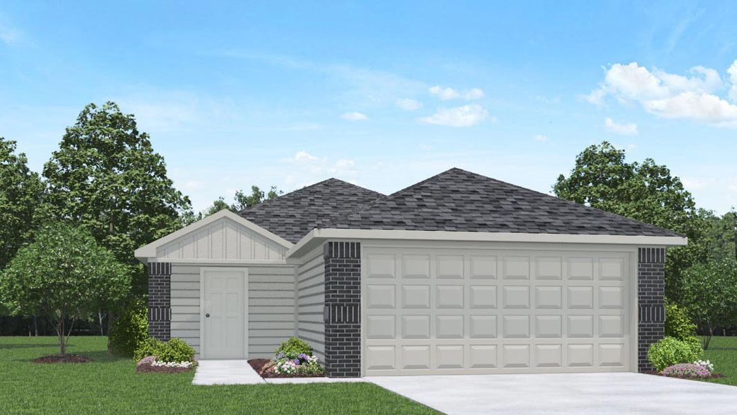 Representative exterior photo of a completed home built from the Atlanta by D.R. Horton in Porters Mill, New Caney, TX (Image 2).