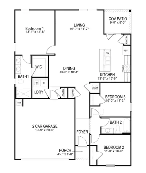 2D floor plan layout of this home in Sease's Pond, Gilbert, SC (Image 2).