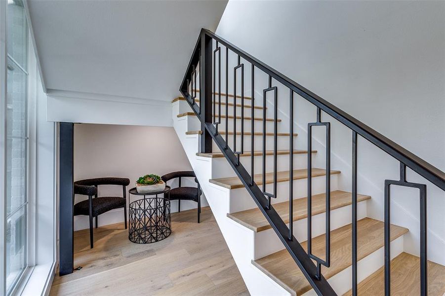 Staircase with wood-type flooring