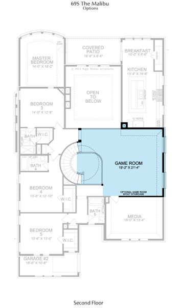 2D floor plan layout for the Malibu by Landon Homes in Fields - Brookside North, Frisco, TX (Image 7). 2D floor plan layout for the Malibu by Landon Homes in Fields - Brookside North, Frisco, TX (Image 7).