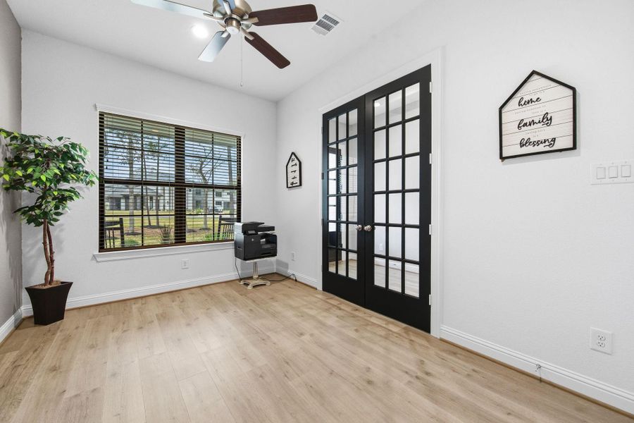 Office/Stud has beautiful upgraded french doors.