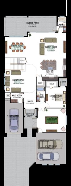 2D floor plan layout for the Corsica by GL Homes in Lotus Edge, Boca Raton, FL (Image 5).